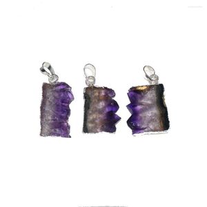 Pendant Necklaces Natural Raw Crystal Quartz Stone Pendants Jewelry Making 2022 Polish Gem Geode Druzy Stones Slab Long Rectangle Party