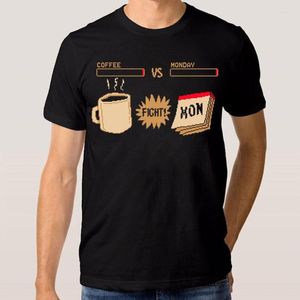 Męskie koszule kawa vs poniedziałek zabawny 2022 Moda Letnia projekt bawełniany koszulka męska