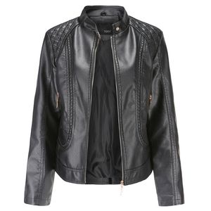 Donne a giacche in pelle Donne moto moto con cerniera autunnale cappotti da donna nero marrone khaki grigio rosso cuir femme chaqueta mujer 221130