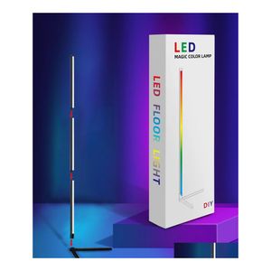 Golvlampor LED Golvlampan WiFi Bluetooth RGB Light Colorf för vardagsrum Hem Standljus inomhusbelysning Corner App CCO DH0VI