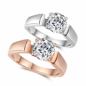 Band Rings Jewelry Engagement Rings Ladies Fashion Ol 18K Rose Gold Platinum Round Zircon R054 / R053 1072 Q2 Drop Delivery Ring Dhkw4
