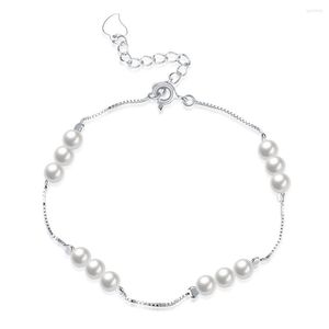 Link Bracciali V48 Moda Bracciale in argento sterling 925 Perla pura di alta qualità per gioielli di fidanzamento da donna