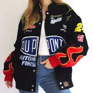 Damen Jacken Winterkleidung Mantel Rot Bedruckter Reißverschluss Langarm Racing Vintage Sport Style Bomber 221130