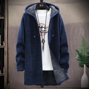 Herrenpullover Winter verdicken Sweatercoat Fleece gefütterte Strickjacke Jacke Lange Kapuzenpullover Warme Oberbekleidung Mäntel 221130