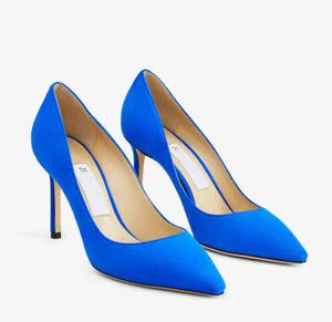 Women dress shoes high heel luxury brand pump romy 85mm Black Suede Pointed Pumps lady sexy heeled slip on wedding party with box