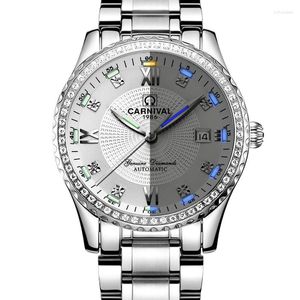 ساعة Wristwatches Carnival Top Mens Watches Automatic Telf-Watch Watch Men Sapphire Reloj Hombre Luminous Hand Relogio Clock C8737G-1