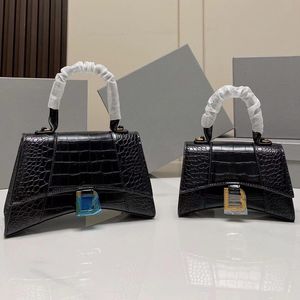 Sparkling Tyg Crocodile Skin Mini Hourglass Bag Luxury Designer Crossbody Handväska Kvinnor Purses äkta läder damer axel timglasväskor22