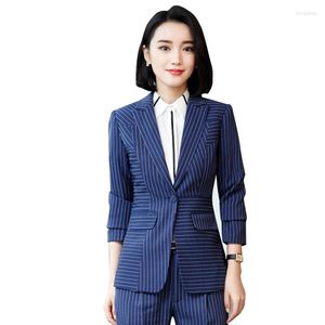 Women's Suits Fashion Women Formal Blazer Jacket Striped Design Suit Coat Office Lady Work Unioforms Spring Autumn Clothes 2022