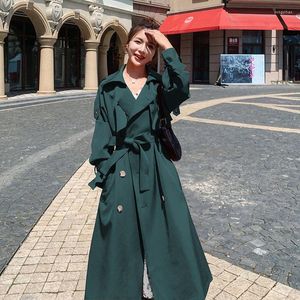 Women's Trench Coats -Selling Style 2022 Autumn Fashion Windbreaker Women Double-Breasted Long Temperament Retro Over-The-Knee Coat Zh837