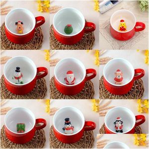 Mugs 3D Lovely Coffee Mug Heat Resisting Cartoon Animal Ceramic Cup Christmas Gift Many Styles 11 C R Drop Delivery Home Garden Kitc Dhxli