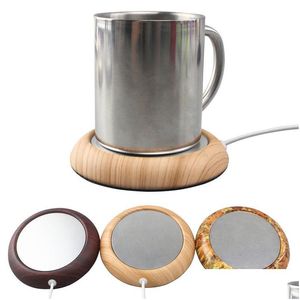 Mats Pads 6 Colors Usb Wood Grain Cup Warmer Heat Beverage Mug Mat Keep Drink Warm Heater Coffee Tea Cups Mugs Coaster For Dhgarden Dhunv