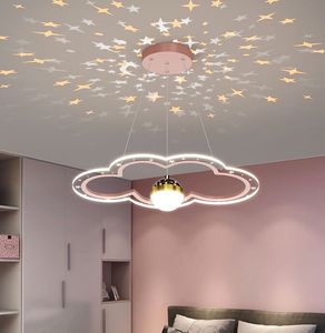 Modern LED ljuskrona för barns sovrumsstudie Hall Blomma Form inomhusbelysningslampa Luster Fixtures Starry Sky Decor Drop