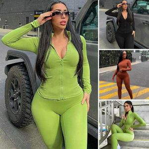 Kvinnors tv￥bitar byxor 2 datorer/set Women Tracksuit Elastic midja Yoga Top Set Jogging andningsbar svettabsorption Sweatpants Su