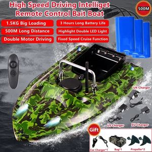 ElectricRC Boats Smart Fixed Speed Cruise Radio Remote Control Fishing Bait Boat 1.5KG 500M Dual Night Light Lure Fishing RC Bait Boat Fishing 221201