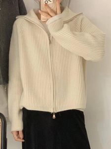 Women's Knits Tees Deeptown Casual Knitted Cardigan Sweaters Women Autumn Vintage Zip-up Solid Loose Long Sleeve Tops Knitwear Chic Kpop 221201