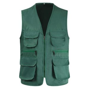 Industrielle reflektierende Sicherheitsweste für Herren, klassische Weste mit mehreren Taschen, ärmellos, zum Entladen, fester Mantel, Arbeitsweste, Fotograf, Angeln, Polyester-Weste, Jacke