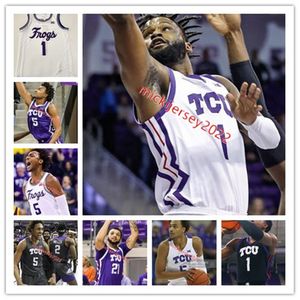 Mike Miles Jr. TCU Horned Frogs Basketball Jersey Mens Youth 2 Emanuel Miller 5 Chuck O'Bannon Jr. 0 Micah Peavy 3 PJ Haggerty Stitched Custom College Jerseys