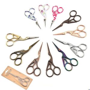 Kitchen Scissors Crane Cutter Bird Scissors Stainless Steel Shears Plating Metal Retro Yarn Paper Embroidery Thread Muti Col Dhgarden Dhq6J