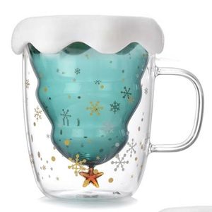 Other Drinkware Drinkware Creative Double Deck Glass Cup Christmas Tree Star Wish Water Cups High Temperature Resistance Coffee Mug Dhu1O