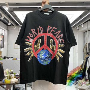 Herr t-shirts 20222SS World Peace Kort ärmar T-shirt Män kvinnor Bästa kvalitet Globe Print T-shirts Tops tee t221130