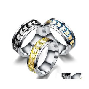 Bandringe Edelstahl Schmetterling Blau Gold Pailletten Band Ring Modeschmuck Für Frauen Geschenk Drop Lieferung DHA76