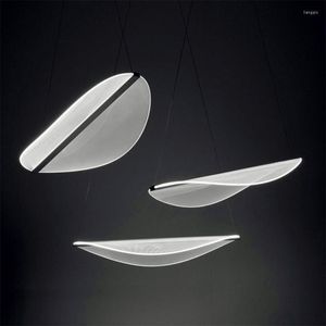 Kolye lambaları Nordic Minimalist Tasarımcı Işıkları Aydınlatma Modern Led Akrilik Blade Oturma Odası Yemek Işık Armatürleri