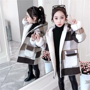 Coat Kids Girl Overcoat Winter Fashion Plaid Ull för flickor Tonåringar Autumn Jacket Varm 8 Ytterkläder Barn Vindtät 221130