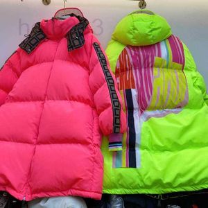 Men's Down & Parkas designer 21ss Mens -coat Fashion Print Fluorescent Color Double Sided Keep Warm Jacket Winter Detachable Hood Loose Coats VWXX