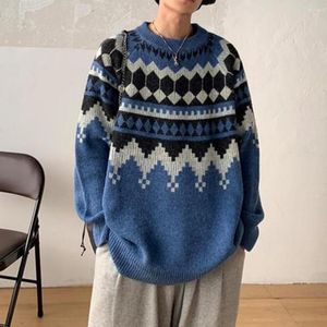 Suéteres masculinos Temperamento de streetwear Sweater de pulôver de tricô à prova de frio para a escola
