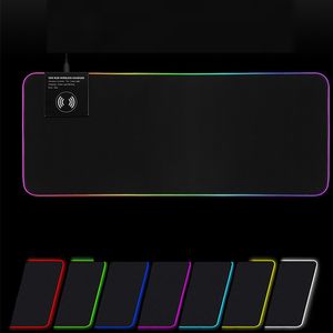 Wholesale Wireless Charging Mouse Pads HFX-X10 Office Gaming Mousepad Desk Pad LED Glow Charging Big Keyboard Mat With Backlit