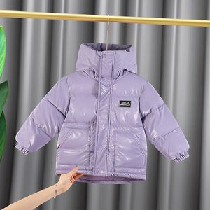 Down Coat Winter Kids Ceket Pamuk Yastıklı Kız Sonbahar Su Geçirmez Sıcak Kapüşonlu Takım Teen Boy Rüzgar Yalıtısı Parlak Dış Giyim 221130