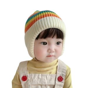 Winter warme Baby-Fleece-Futter-Mütze, winddichte Kinder-Gesichtsmaske, Gehörschutz, Skifahren, gestrickt, Plüsch-Wärmermützen, niedliche Baby-Mützen