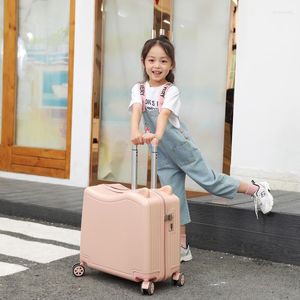 Suitcases Kids Luggage Lovely Travel Suitcase On Spinner Wheels Sit And Ride Children's Bag Password Carry Trolley