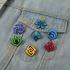 Brooches Fashion Game Enamel Pin Wood Water Fire Earth Brooch Cosplay Denim Backpack Badge Jewelry Gifts For Friends Kids