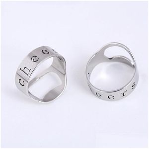 Öffner Neuheit Bar Flaschenöffner Edelstahl Brief Fingerring Design Bieröffner Geburtstag Hochzeit Party Souvenirs Dhgarden Dh2Kw