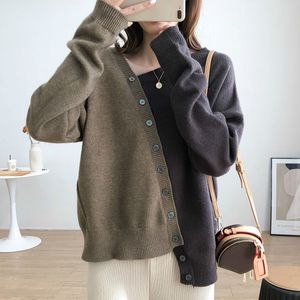 QNPQYX Y2k Nuovi Pullover Donna Maglione Patchwork Irregolare Monopetto Casual Lavoro a Maglia Design Elegante Stile Coreano Chic Abbigliamento Maglieria
