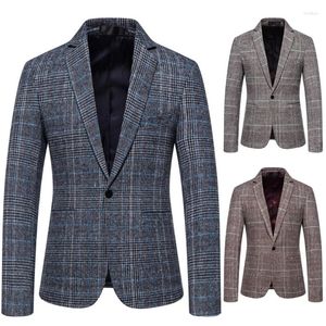 Ternos masculinos Dybzacq Business Casual Plaid Suit Jacket