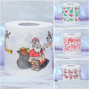 Tissue Boxes Napkins Household Wood Pp Toilet Paper Safety Christmas Theme Pattern Napkins Papers Cartoon Table Decoration Supplie Dh4Qo