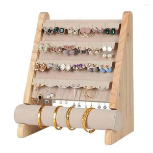 Schmuckbeutel Holzausstellungsständer Armbandhalter Rack Kleiderbügel Ohrringe Halsketten Aufbewahrung für Organisator T-Bar Showcase