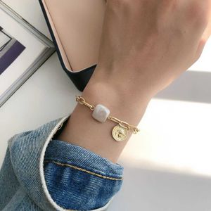 Bracelet Chain Korea Dongdaemun 925 Perfect Sterling Silver Portrait Pearl Fashionable Ins Niche Design Girlfriends Light Luxury