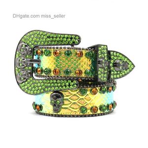 2022 Designer Belt BB Simon Rhinestone Belt Rivet Alloy Pin Buckle Snake Skin Mönster Handmade Street Hip-Hop Personality Network Red Windr