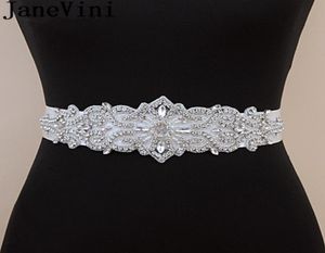 Bröllopssashes Janevini Shining Rhinestone Dress Belt Pearl Crystal Bridal Satin Sash Beading Ribbon Belt Bridesmaid Midjeband9047497