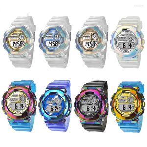 Zegarek na rękę przezroczyste gradientowe kolorowe zegarki elektroniczne dla mężczyzn Kobiety Dzieci modne sporty wielofunkcyjne wodoodporne zegarek na rękę