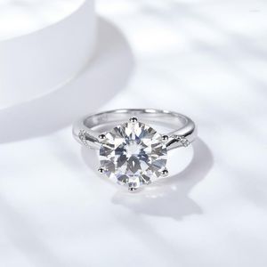 Klusterringar htotoh 5 d-e f￤rg moissanite diamantring f￶r kvinna lyx engagemang br￶llop band genom borr penna fina smycken