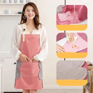 Aprons 1pcs Adult Bib With 2 Waist Pockets Wipe Hand Apron Kitchen Coverall Women's Waterproof Work Clothes Chef Waiter