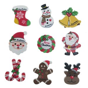 Juldekorationer 50st 9 Styles Mix Merry Christmas Santa Claus Snowman Stocking Bell Elk Flatback Planar Harts Cabochon Diy Craft Embellishments 221130