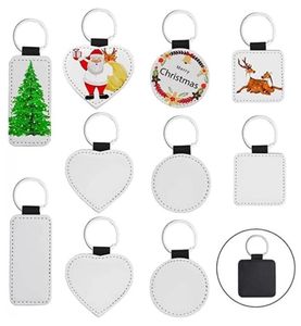 DHL Tiktok Sublimation Blanks Keychain PU Leather Keychain for Christmas Heat Transfer Keyring DIY Craft Supplies GJ0221