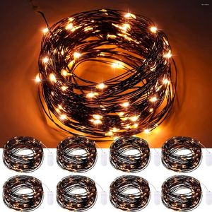 Saiten 8 Stück orangefarbene Lichterketten mit 30 schwarzen LEDs, batteriebetrieben, für Weihnachten, Halloween, Hochzeit, Zuhause, Innen- und Außendekoration