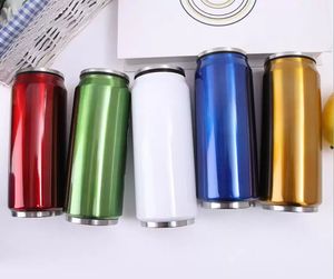 Creative Stainless Steel can Water Bottle Pop-Top Can Metal Bottles Creative Design Portable Water Drinking Bottles Straw Inside Thermos wholesale