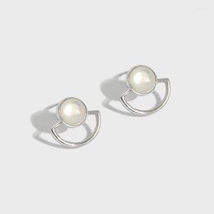 Brincos de garanhão Versão coreana de prata esterlina inseada minimalista de vento frio semi-círculo turquesa shell brancos preto onyx fêmea feminina